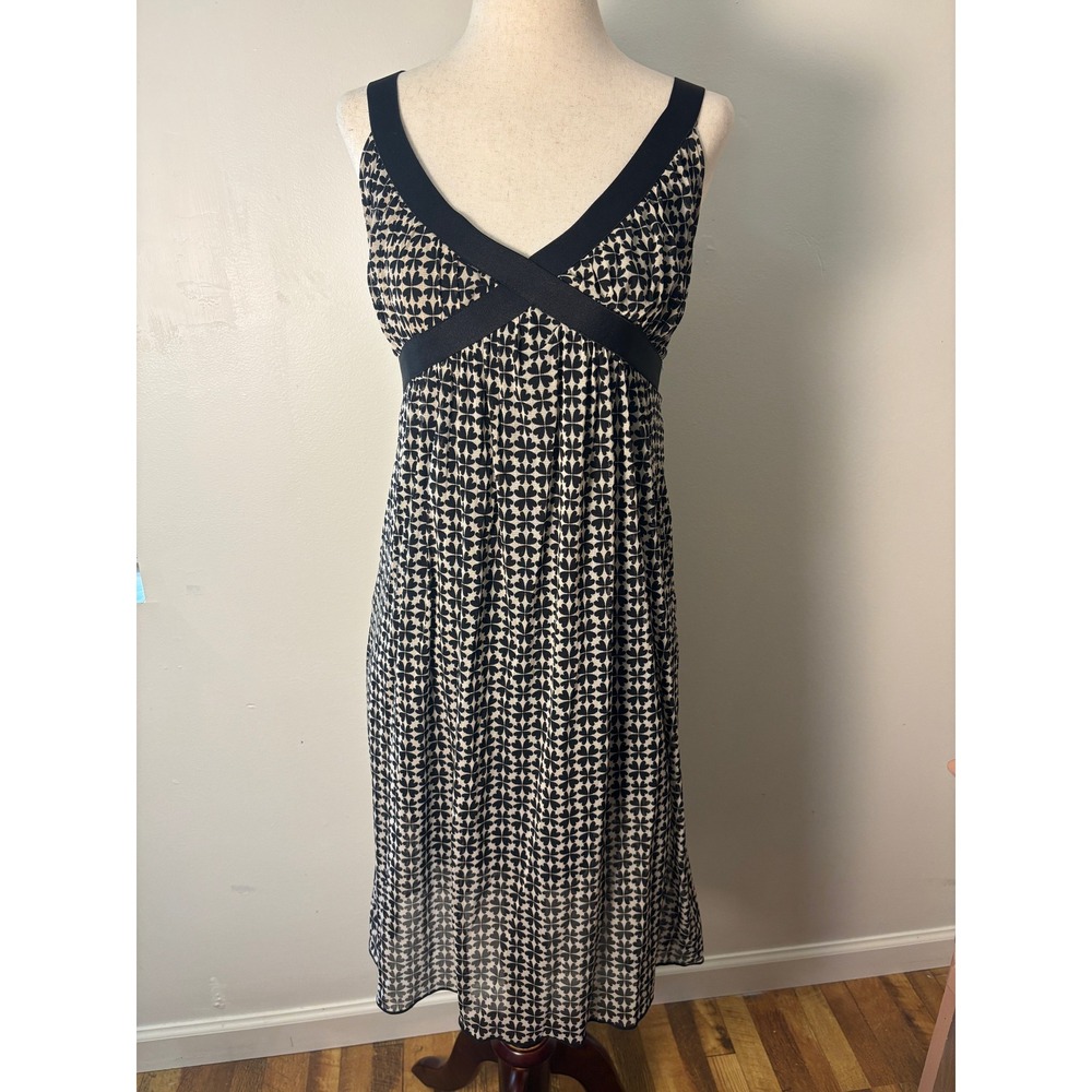 Max Edition Black White Floral Midi‎ Dress Empire Waist Stretch Fairy Whimsigoth
